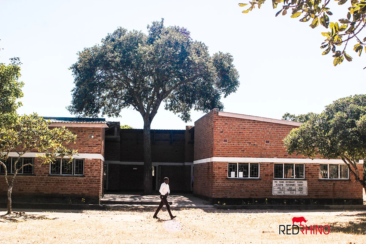 schueler geht vor der schule
